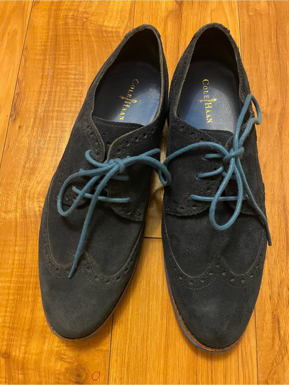 Cole Haan Men's Dark Navy Suede Wingtip Derby